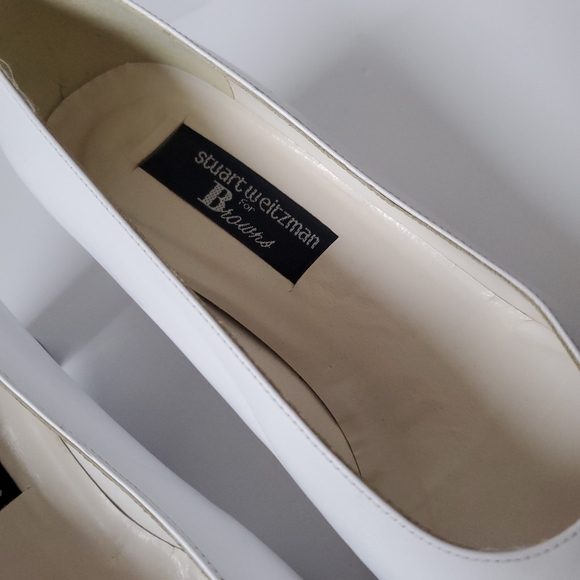 STUART WEITZMAN for BROWNS SHOES Elegant Classic Black & White Leather Heels 8 - Picture 9 of 12